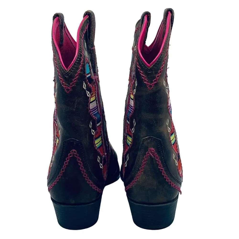Ariat Embroidered‎ Southwest Blanket Western Cowgirl Boots Brown Leather Size 4